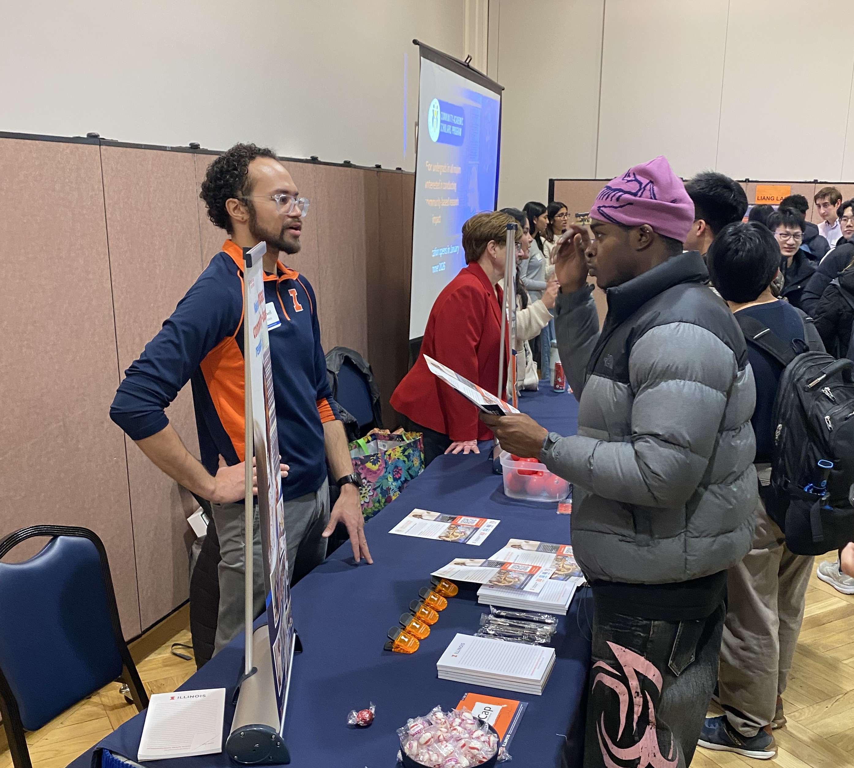 Community-Academic Scholars Program Co-Director Max Wallace at the inaugural LAS/ENG Undergraduate Research Opportunities Fair