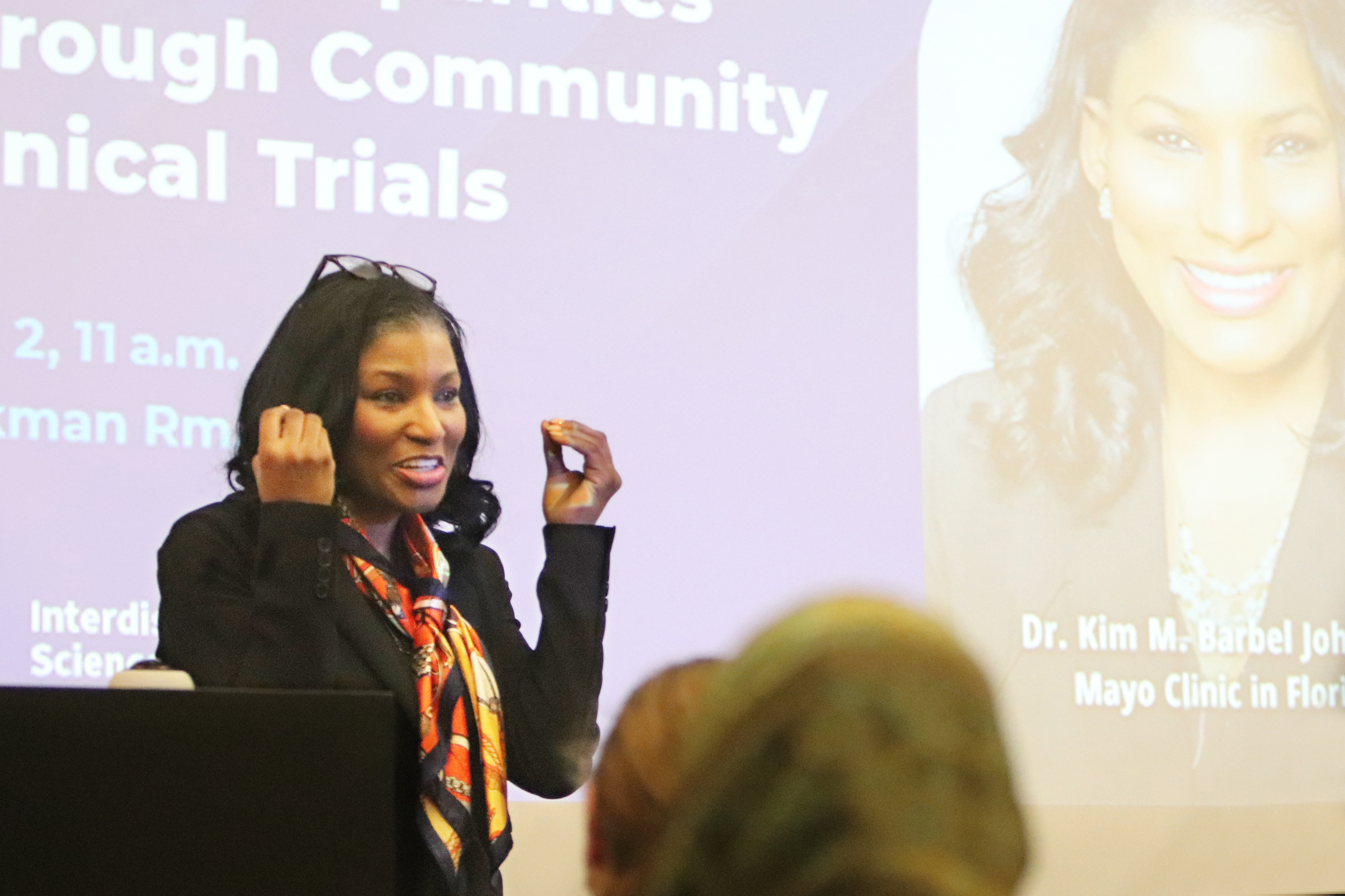 Dr. Kim M. Barbel Johnson, D.O., M.P.H. presents during the event