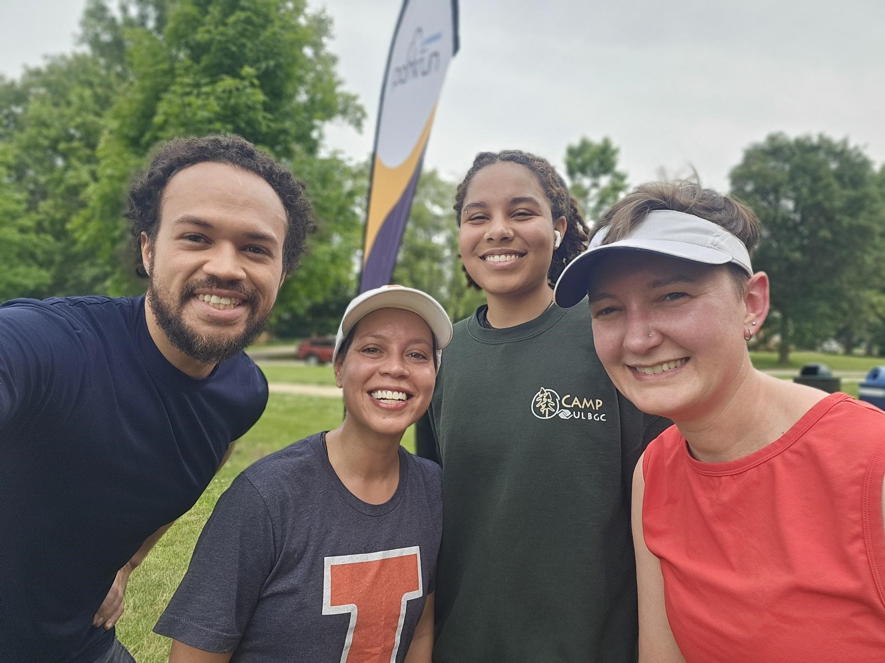 Max Wallace, Celina Trujillo, 2025 Community-Academic Scholar Emma Oyola, and IHSI Senior Research Development Manager Maggie Berg at the recent 5K Morrisey Parkrun
