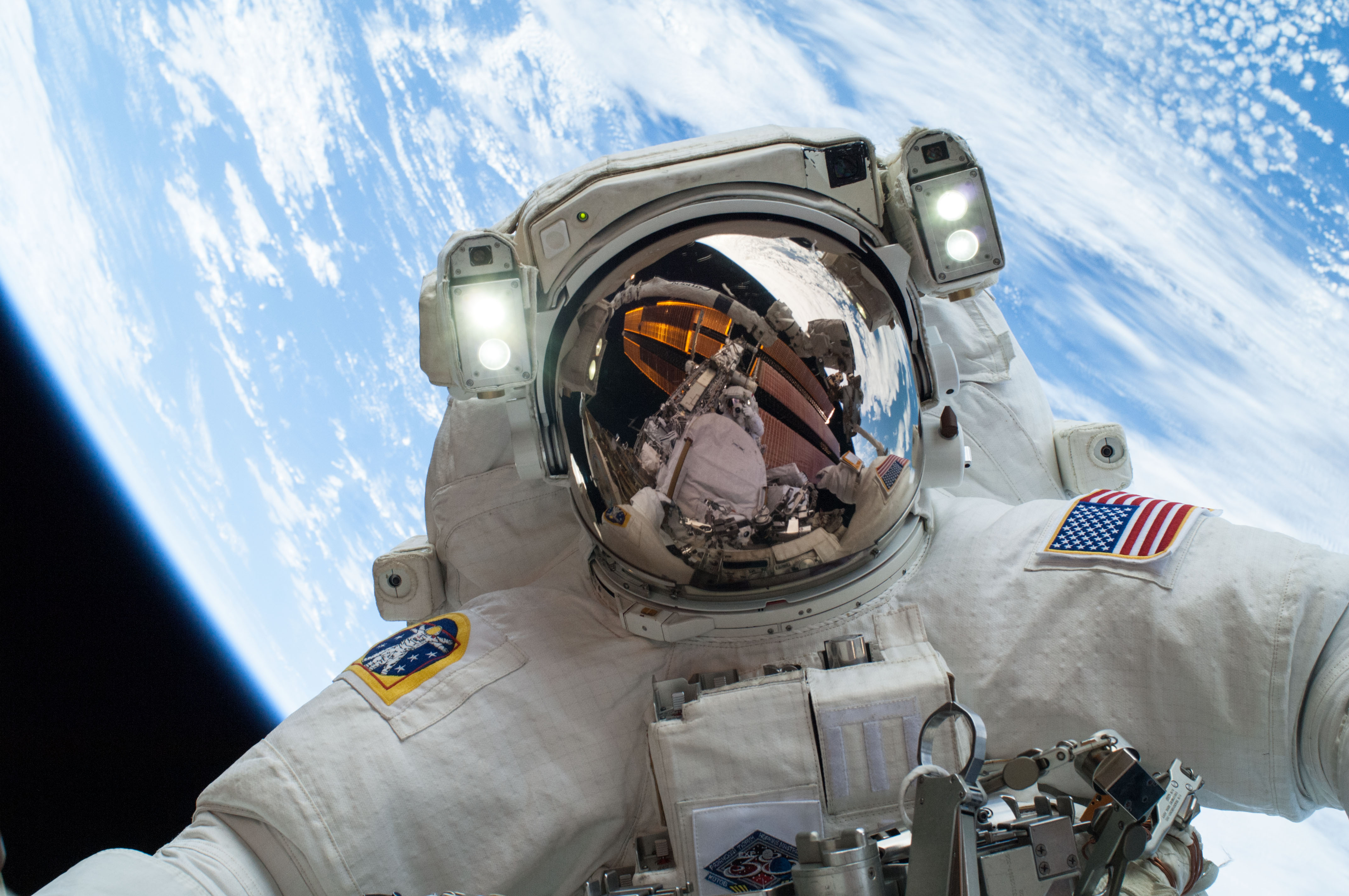 Mike Hopkins, a 1991 graduate of Aerospace (BS '91 Aerospace) at Illinois, is pictured in space. Hopkins is a NASA astronaut and Colonel of the U.S. Air Force.