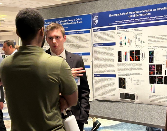 2024 SURF student Jackson Carlton presents at the Mayo Clinic poster session in Rochester, Minnesota