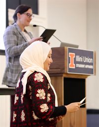 IHSI REDCap Application Manager Michelle Lore gives opening remarks alongside Assistant Research Biostatistician Fatima Ahmed&amp;amp;amp;amp;amp;nbsp;